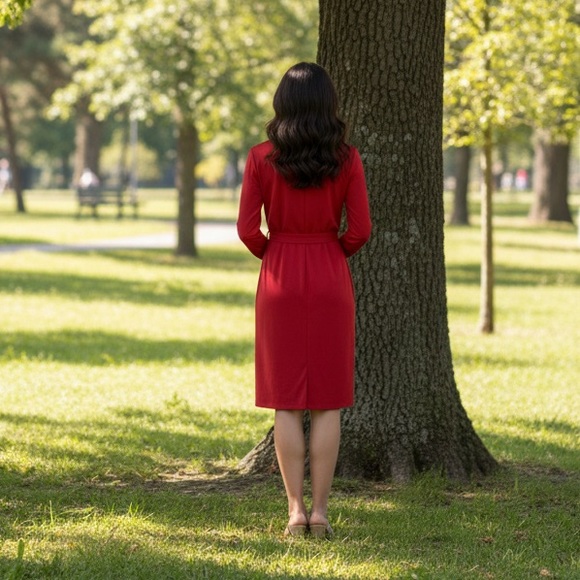 Vintage Tom & Linda Platt For Saks 5th Avenue Tootsies Red Wrap Dress Size Small - Picture 3 of 10